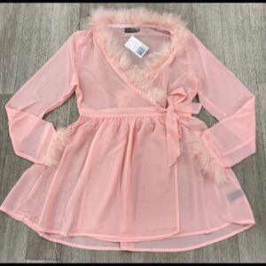 Dolls Kill | 24 HRS Pink Chiffon Faux Marabou Fur